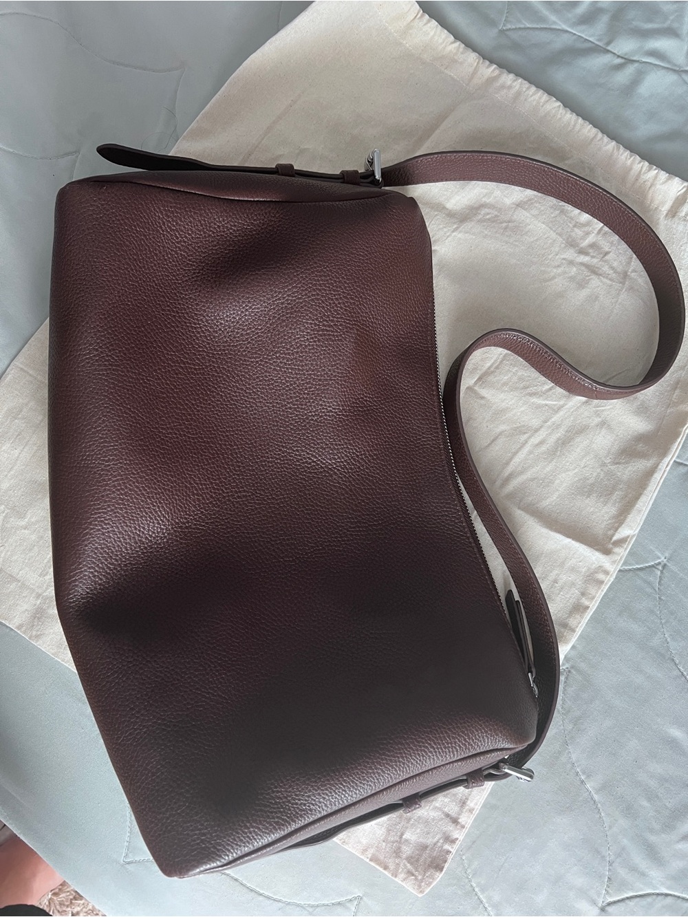 The Horse Plum Leather Shoulder Bag with Silver Hardware - Picture 6 of 12